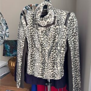 BCBGMaxAzria Austen Leopard Faux Fur & Vegan Leather Jacket